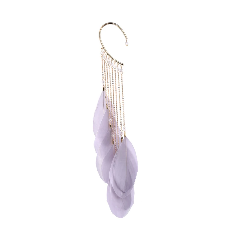 Chain Natural Feather Earrings for Women Long Feather Earrings for Women