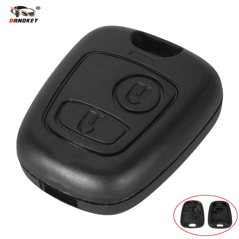 

DANDKEY 2 Buttons Entry Plastic Remote Key Keyless Remote For Peugeot 307 107 207 407 without Blade Fob Shell Case Housing
