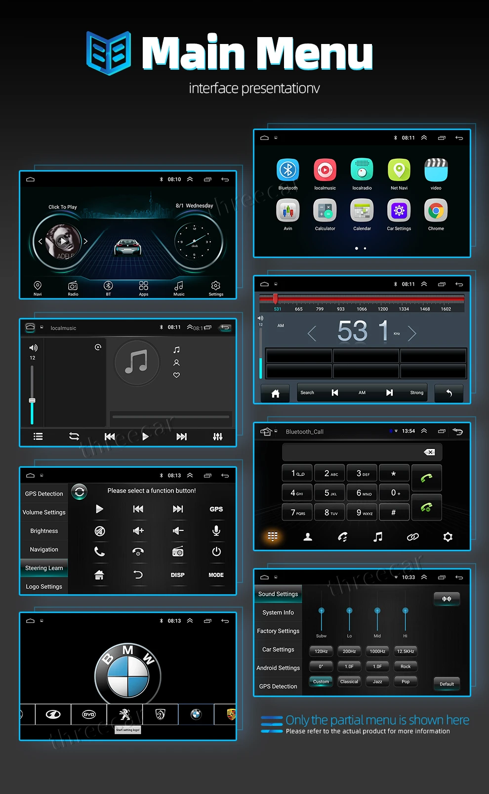 Flash Deal Threecar 2 Din Android 8.1 GPS Navigation Car Radio 2G (RAM) + 16G Stereo Multimedia Player For Honda CRV 2012-2015 Car Radio 16