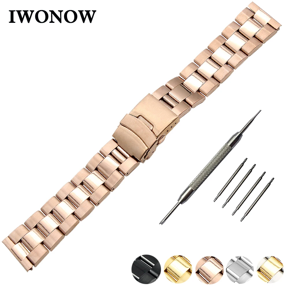 

Stainless Steel Watchband 18 20 22 24mm for Certina Victorinox Watch Band Safety Buckle Strap Wrist Bracelet Black Gold Silver