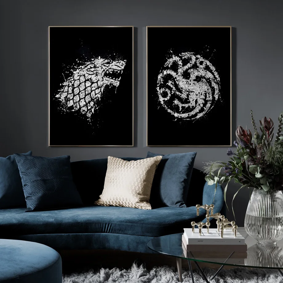 Game-of-Thrones-Family-Sign-Badge-Wall-Art-Canvas-Painting-Nordic-Posters-And-Prints-Wall-Pictures