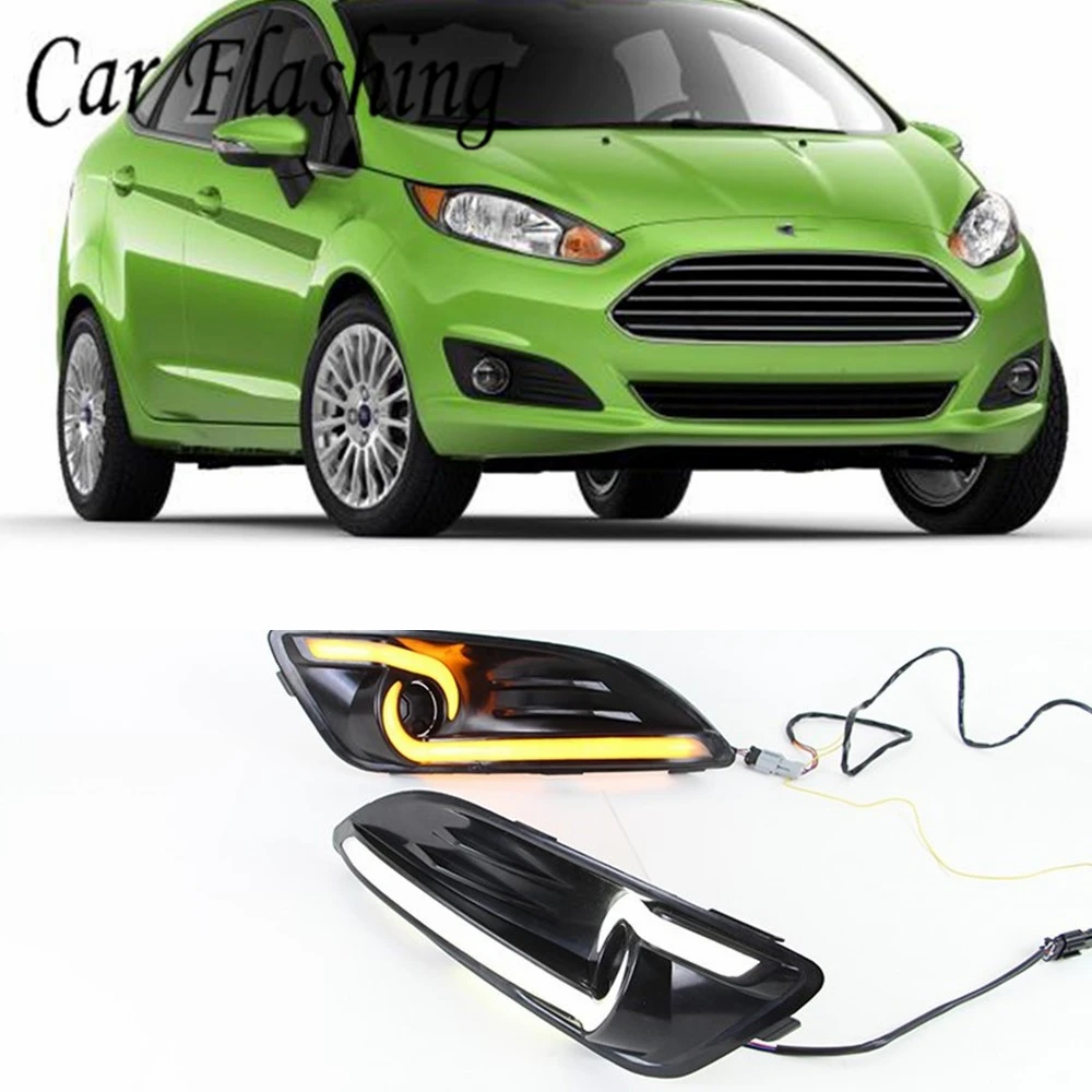 

Car Flashing for Ford Fiesta 2013 2016 DRL Driving Daytime Running Light DRL car styling fog lamp Relay Daylight free shipping