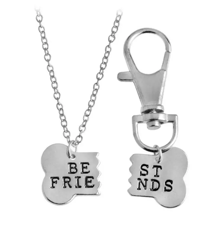 

Pet dog cat and master Best Friends two petals bone with china Alloy pet cat Puppy dog Necklace Collar Accessories