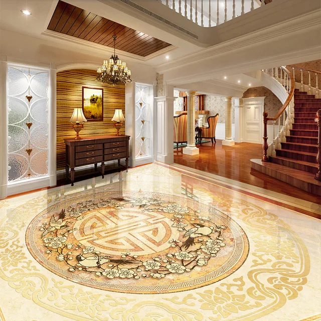 Custom Floor Tiles Mural Wallpaper European Style Marble Luxury Custom Floor Tiles Mural Wallpaper European Style Marble Luxury Flooring Wall Paper Sticker Hotel Living