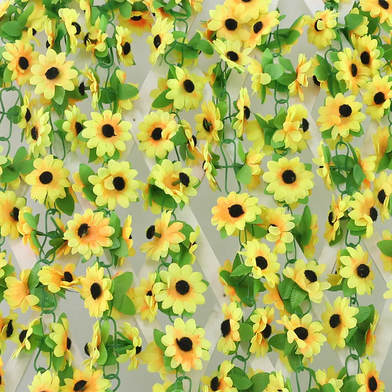 Flone Artificial Flowers Green Leaf Flower Rattan Simulation Chrysanthemum Flower Vines Wedding Party Home Decor Supplies  (1)