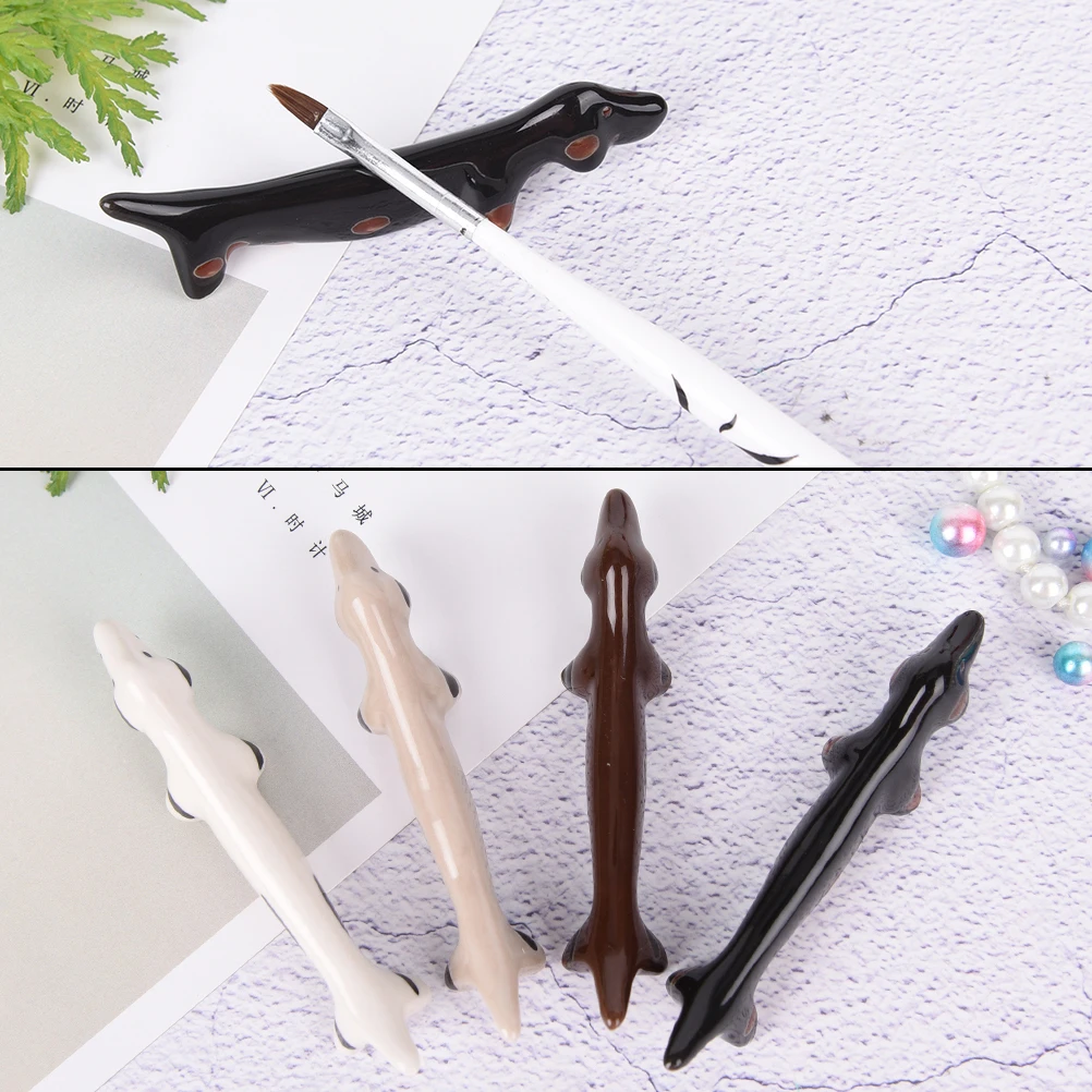 

kawaii 1Pc Cute Brush Pen Racks Holder Dachshund Nail Manicure Tool Nail Brush Pen Rack Ceramic Stand Holder