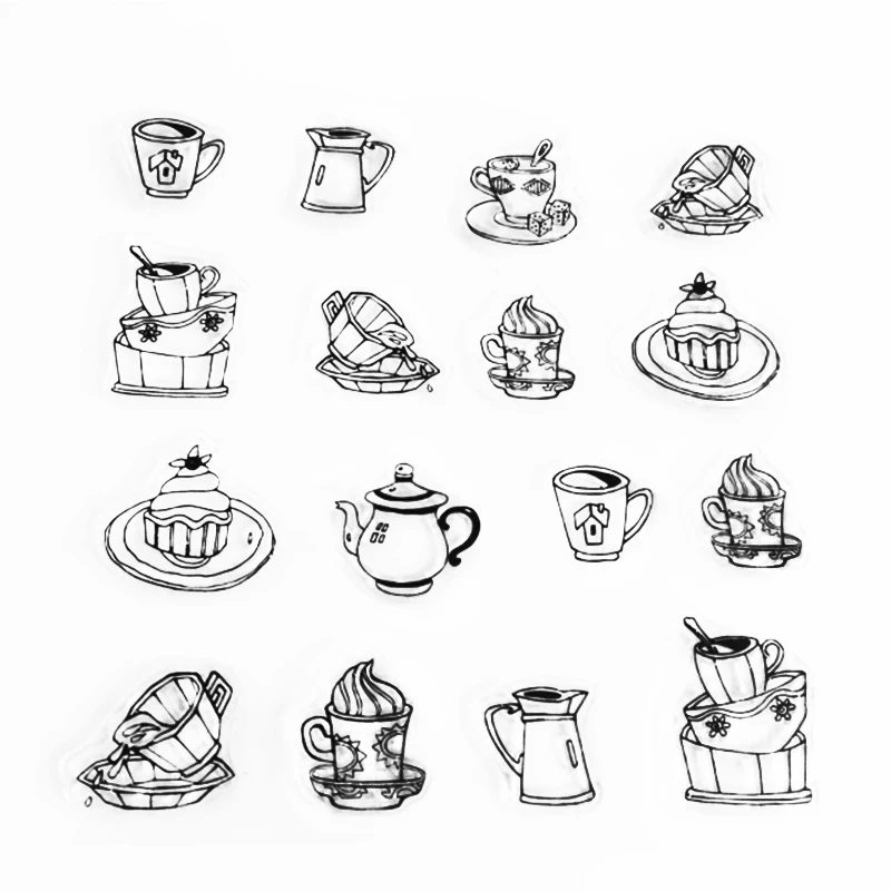 

Tea Set Rubber Transparent Clear Stamps Silicone Seals for DIY Scrapbooking/Card Making/Diary Book/Paper Maker Decor Stencil