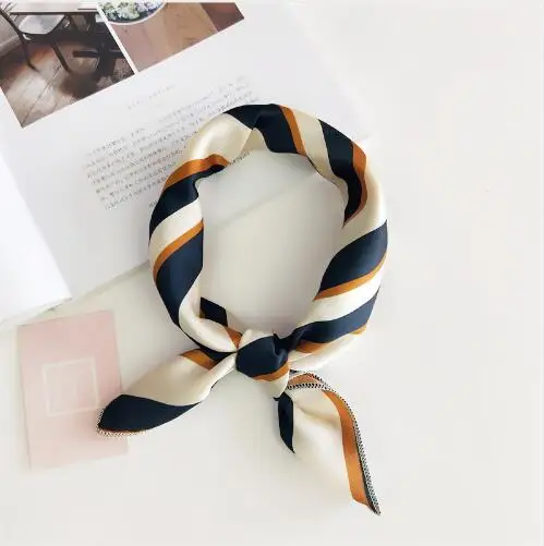 50X50CM Fashion Women Square Scarf Fake Silk Wraps Elegant Floral Spring Summer Head Neck Hair Tie Band Neckerchief