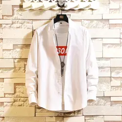 Мужская рубашка с длинными рукавами, весенне-осенний стиль, корейский стиль, модный стиль, красивое пальто для отдыха, белая рубашка