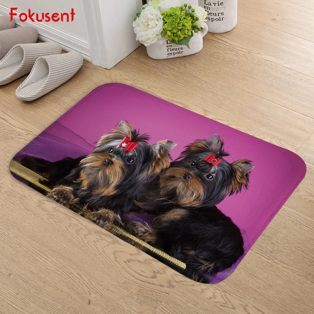 Fokusent New Arrive Animal Door mat Entrance Door Flannel Cute Dogs