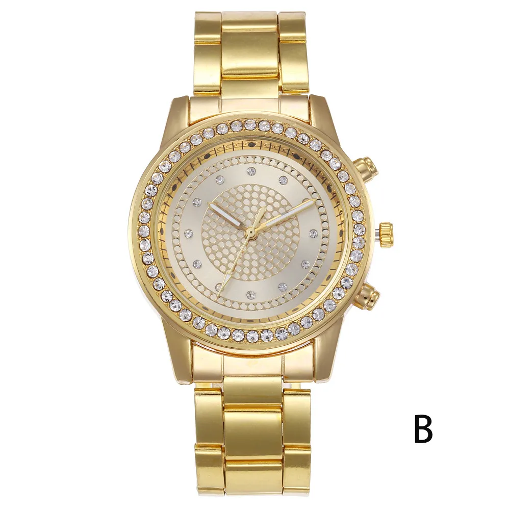 Women Watches Fashion Steel Belt Bracelet Watch Gift Clock Rhinestone Luxury Brand Quartz Wrist Watch Ladies Montre Femme#B