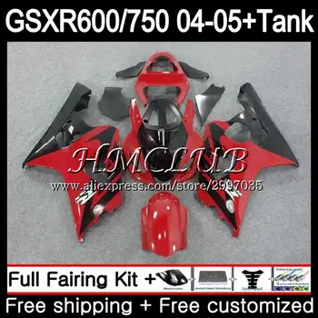 

+Tank For SUZUKI GSXR 600 750 GSX R750 GSX-R600 2004 2005 27HC.16 GSXR-750 K4 GSXR600 04 05 Dark red blk GSXR750 04 05 Fairings