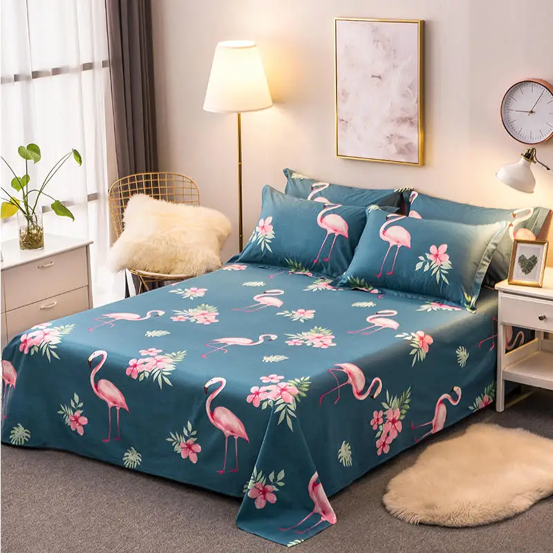 Drap de lit колледж общежития sabanas algodon мультфильм Фламинго хлопок плоский лист
