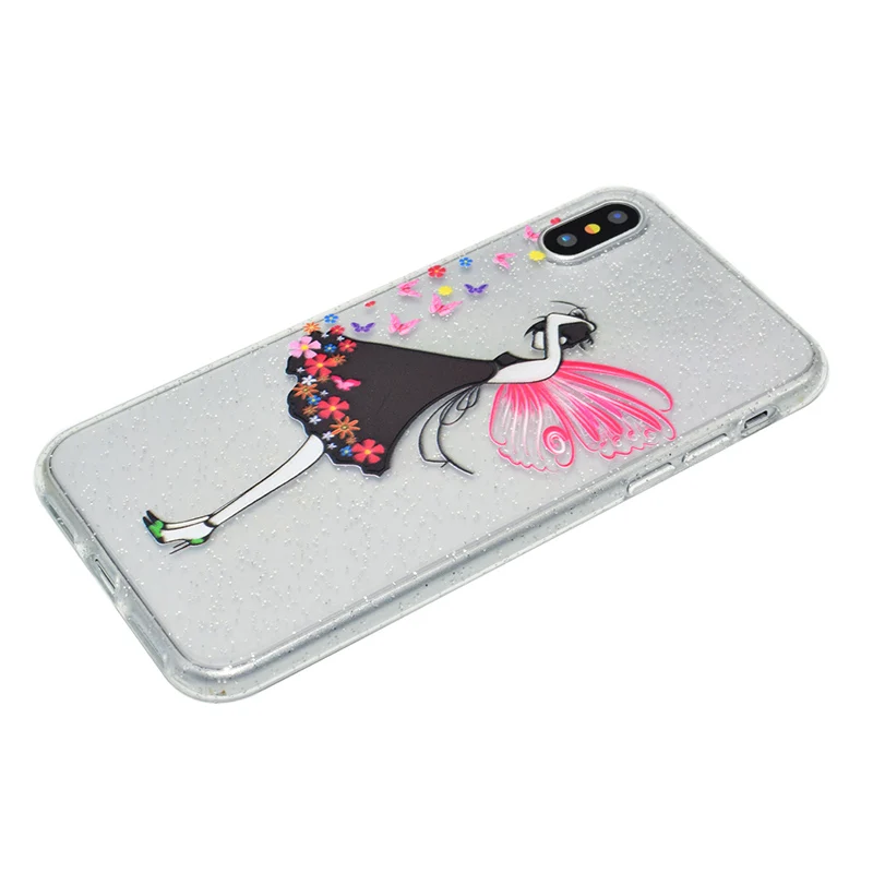 Cute cartoon glitter silicone case iphone x (19)