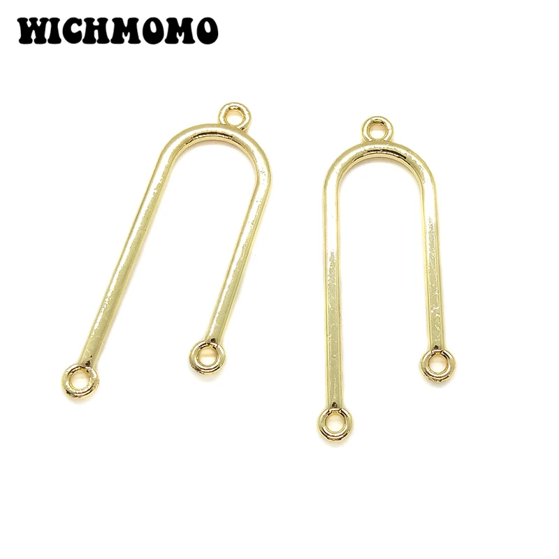 

2019 New 41*14mm 6pieces/bag Zinc Alloy Gold U Shape Porous Connector Charms Linker for DIY Necklace Earring Jewelry Accessories