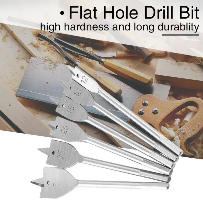 6Pcs 12/16/18/20/25/35mm Flat Hole Saw Drill Bits Set Woodworking DIY