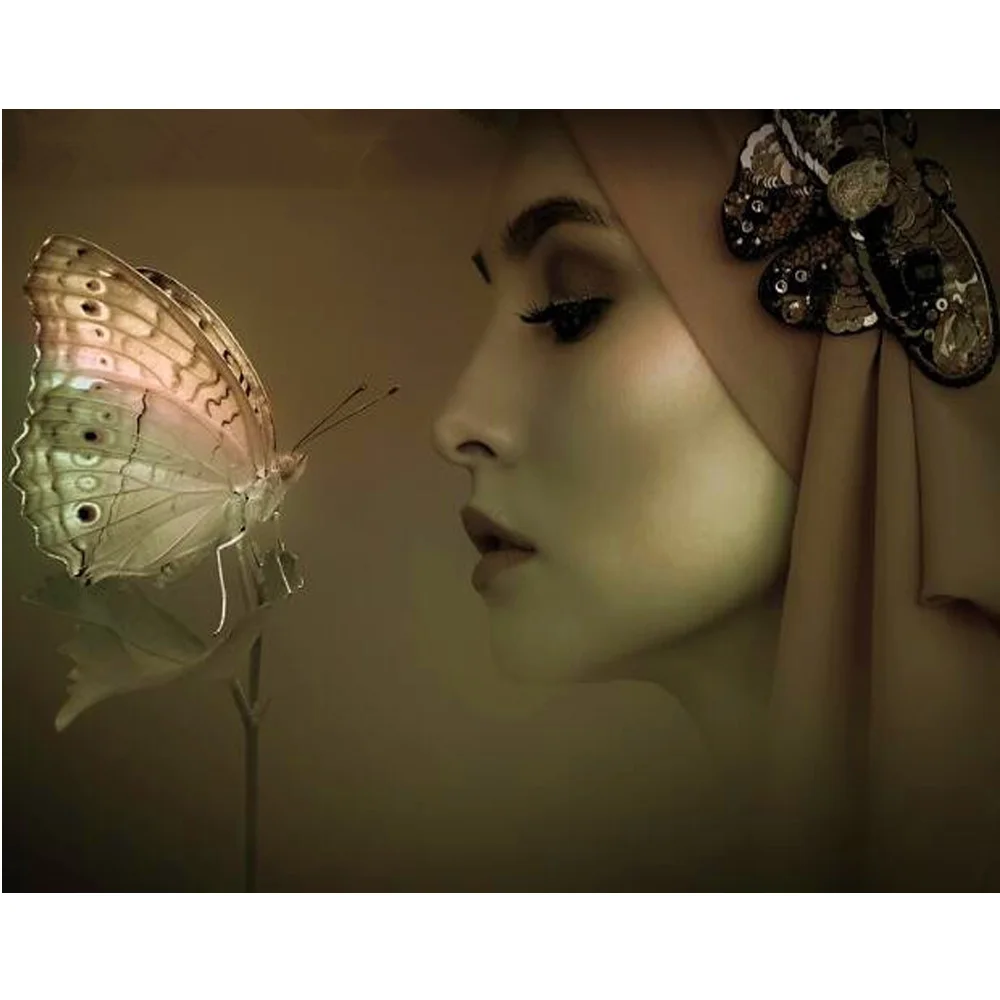 

YA ZOOEY NUO New 5D DIY Diamond Painting Cross Stitch "Girl and butterfly" 3D Embroidery Rhinestone Mosaic Home Decor Gift YU794