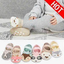 Мультфильмы для новорожденных противоскользящие хлопковые носки-тапочки носки для малышей зимняя одежда для маленьких девочек рождественские носки для детей