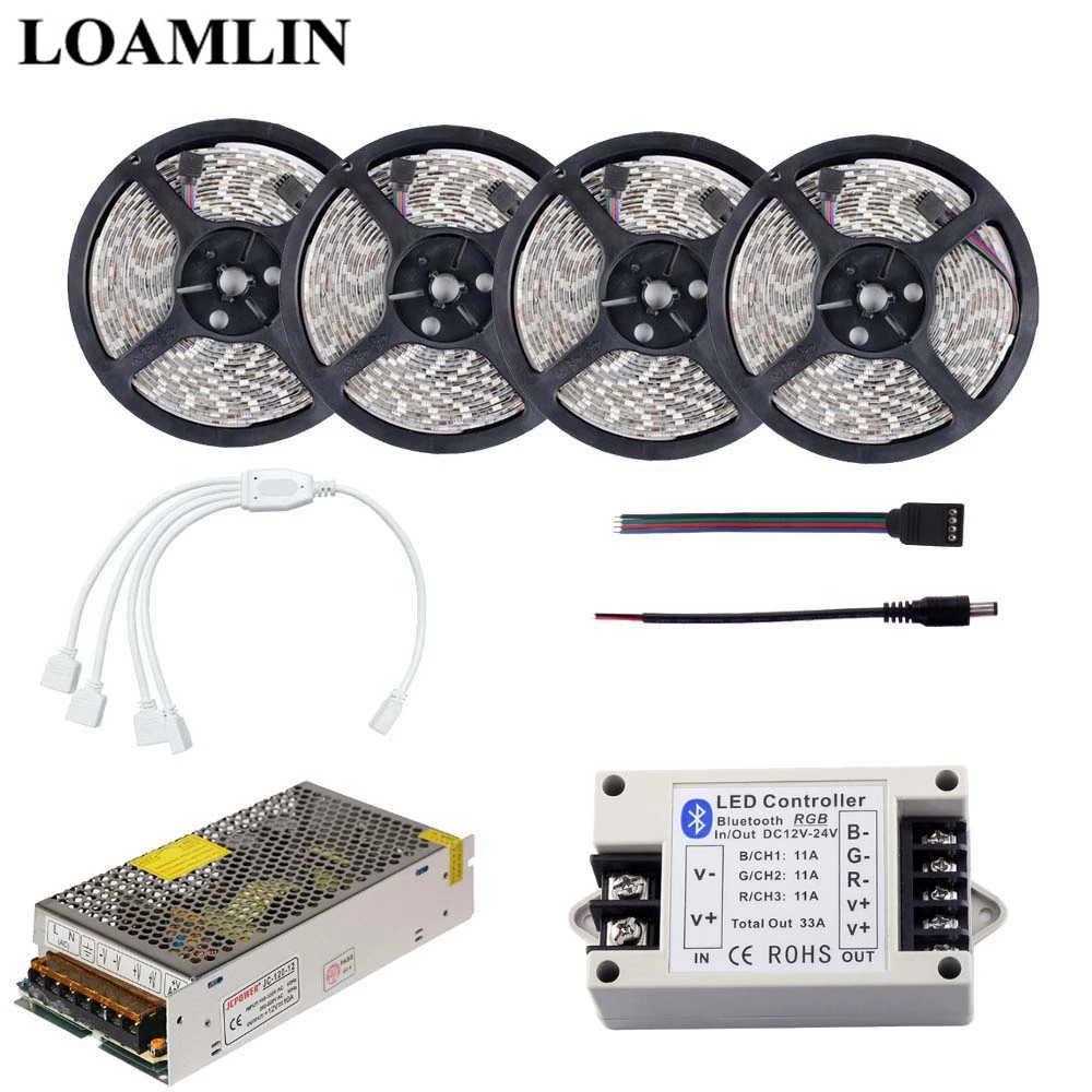 

DC12V RGB Led Flexible Strip Light SMD2835/3528 With Bluetooth RGB Led Controller Power Transformer Kit 5M 10M 15M 20M