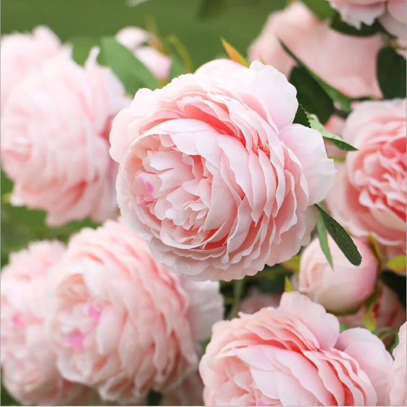 triple Heads European Artificial Peony branch flour rose flores for home wedding cheap fake Flowers college party birthday party 6 QQ20170926000949