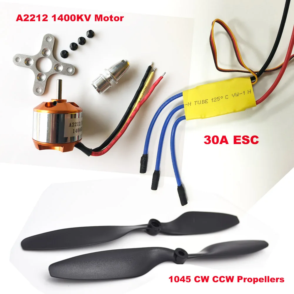 

A2212 1400KV Brushless drone Motor + 30A ESC+1045 Propeller(1 pair) Quad-Rotor Set for RC Aircraft Multicopter
