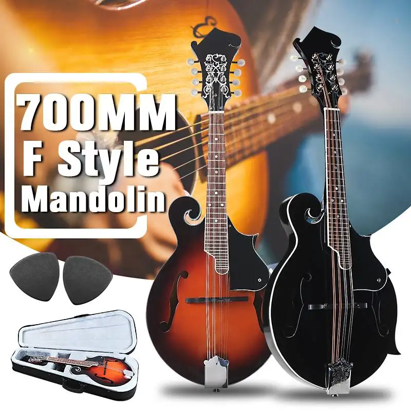 

8-String Sunburst Mandolin Paulowni Musical Instrument with Rigid Mandolin Case For Stringed Instrument Lovers Gifts