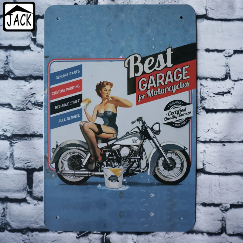 Best Garage For Motoorcycle Advertising Wall Poster Metal Tin Sign