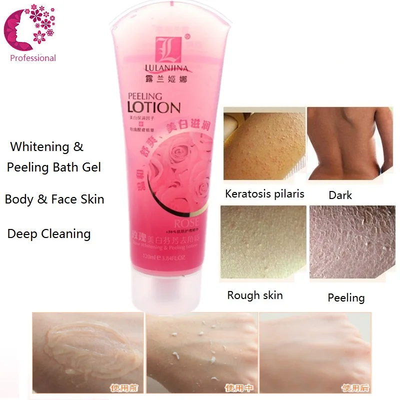120ML Mild Rose Skin Exfoliating Gel Body & Face Skin Scrub Whitening