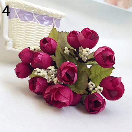 Милый букет из искусственных бутонов роз, домашняя свадебная ткань, 15 цветов на 1 шт., искусственные цветы, украшения для дома