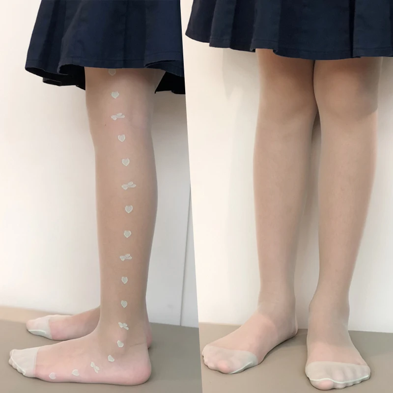 Summer Children Girls Stockings Sheer Silk Ballet Stockings Transparent Pantyhose Candy Color Love Heart Bow Tie Six Color kids pantyhose,ballet tights,toddler tights