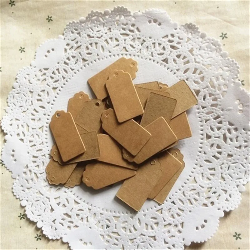 100pcs DIY Square Food Label Wedding Gift cake box Decorating Tag 2*4cm Packaging Brown Kraft Paper Tags | Дом и сад