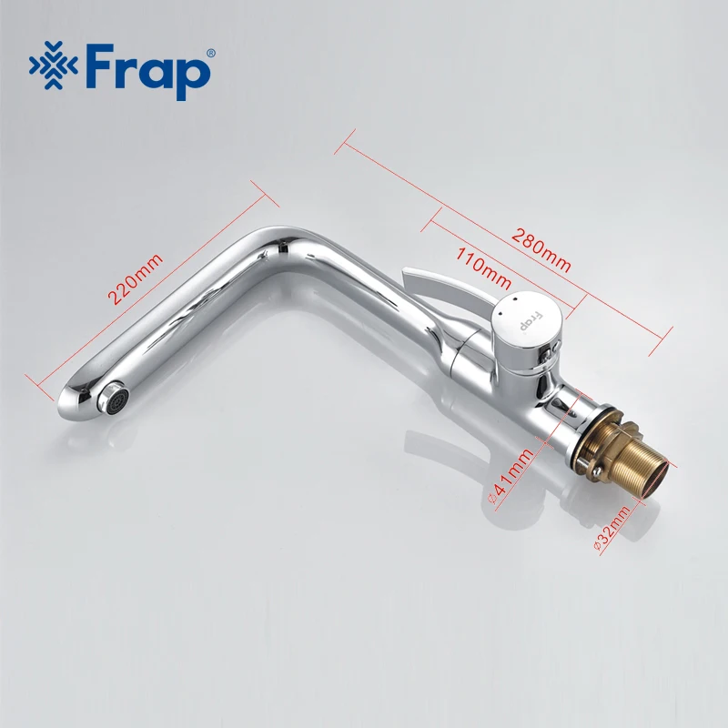 FRAP grifo de cocina de latón cromado pulido grifo del fregadero grifo sola manija torneira grifo cocina fría y caliente grifos FRAP grifo de cocina de latón cromado pulido grifo del fregadero grifo sola manija torneira grifo cocina fría y caliente grifos