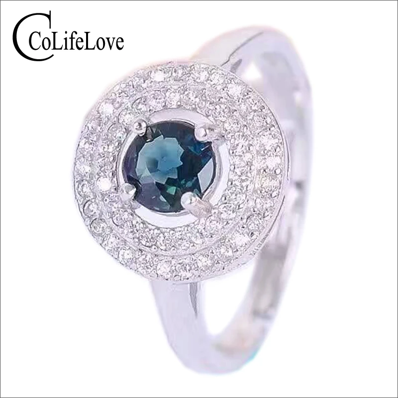Vintage silver sapphire ring 5mm natural sapphire gemstone silver ring solid 925 silver sapphire ring romantic jewelry for woman