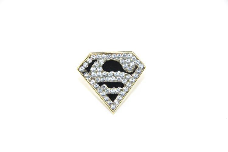 

Fashion Jewelry Crystal Charm Gold Superman S Ring Women Men Gifts
