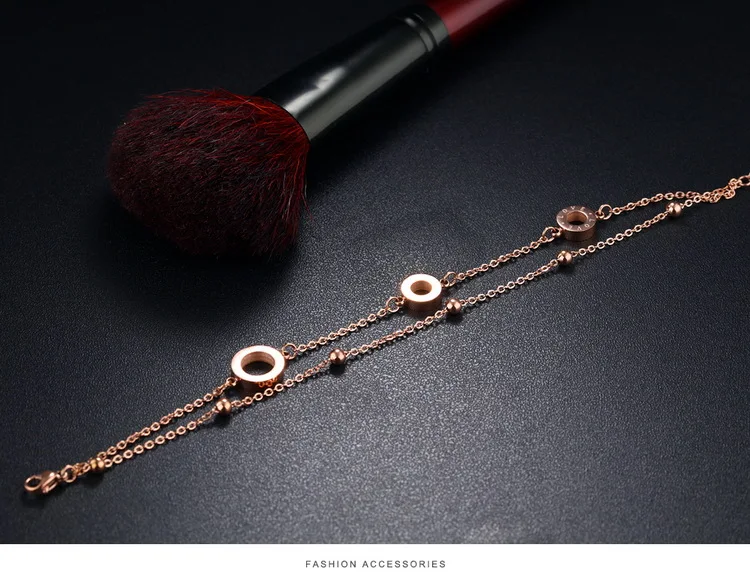 Роскошный круглый Круглый браслет для женщин из нержавеющей стали с геометрическим Карма браслет цепь из розового золота очаровательные подарочные украшения