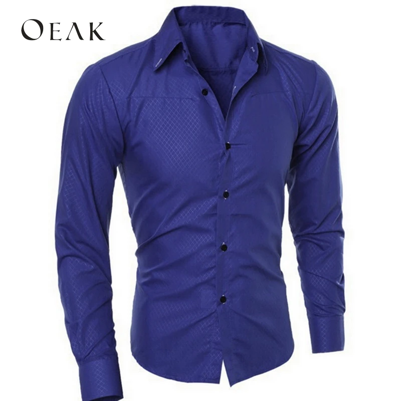 Oeak الربيع الخريف قمصان للمناسبات الرسمية بأكمام طويلة للرجال الصلبة ضئيلة الأساسية بدوره إلى أسفل طوق الأعمال اللباس قمصان camisas الغمد