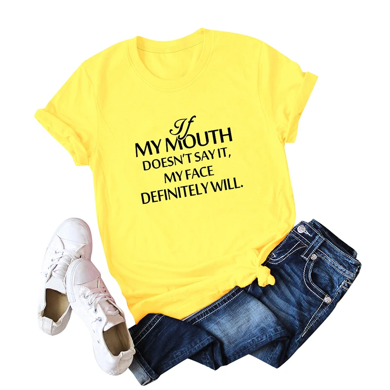 Romacci рубашка большого размера mujer Повседневная Женская хлопковая футболка с надписью MY MOUTH с коротким рукавом и круглым вырезом