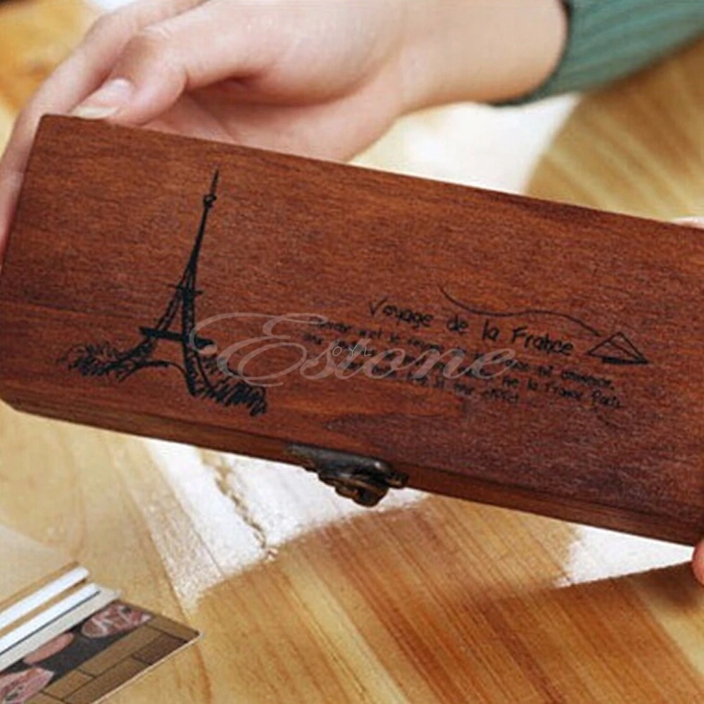 Ретро Эйфелева башня деревянная ручка ювелирные изделия в форме карандашей чехол Чехол складские принадлежности коробка l29k