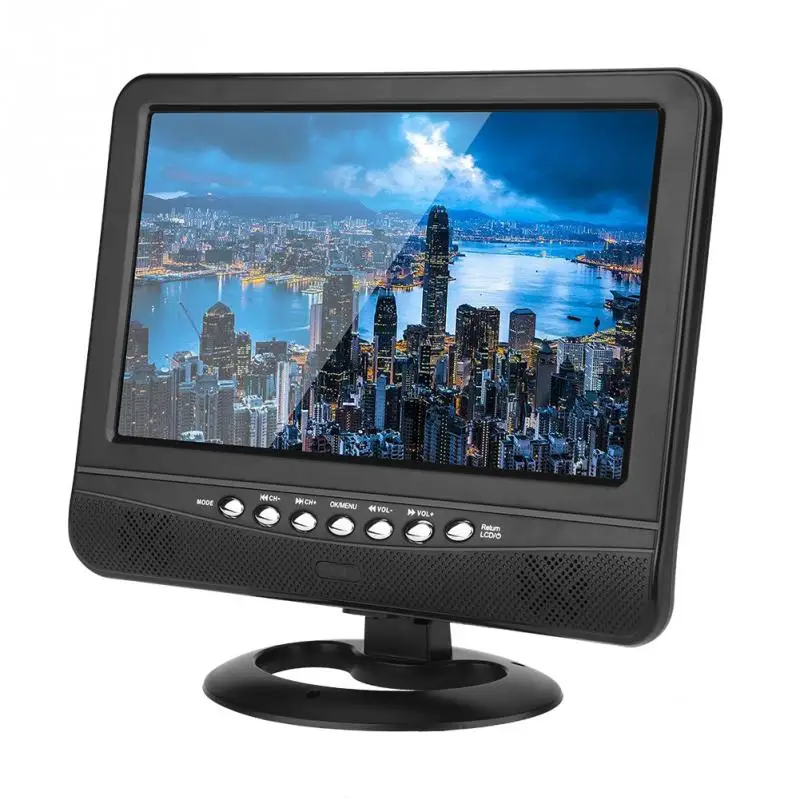  9.5inch Portable LCD TV Analog Car Analog Mobile TV Television Remote Control 110-240V Outdoor Anal