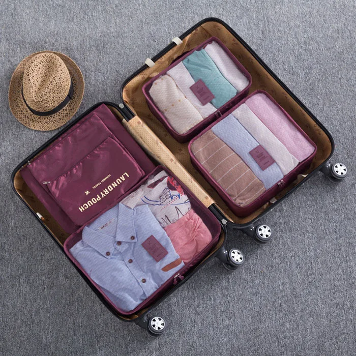 Mara's Dream, 6 шт., полиэстер, упаковка, куб, Женская дорожная сумка, водонепроницаемый, для багажа, одежда, аккуратный, сумка, органайзер, большая емкость, прочная - Цвет: H