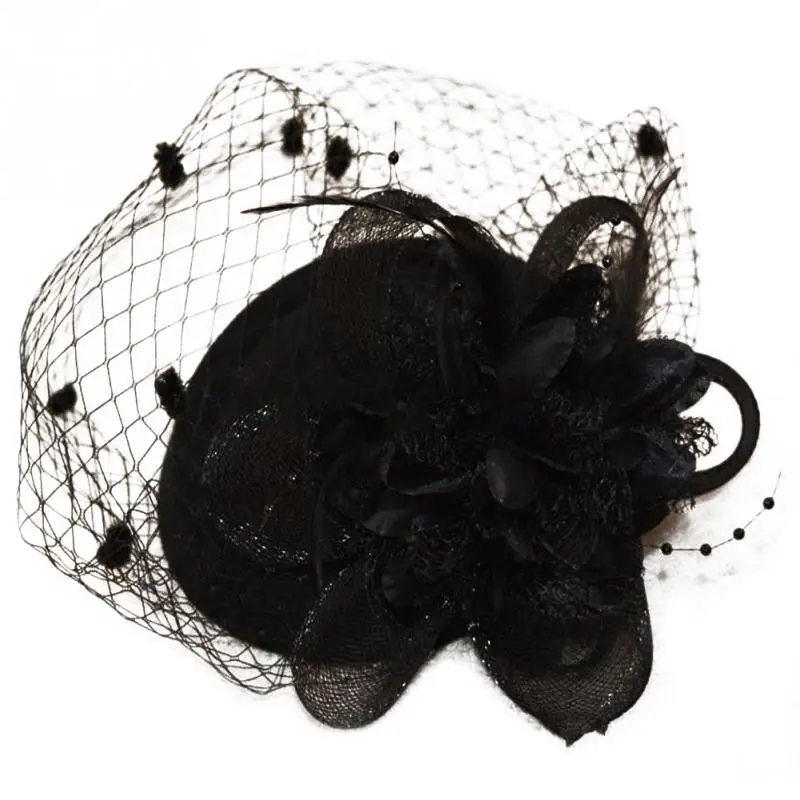 Очаровательная Элегантная Заколка-шляпка котелок перо Цветочная вуаль Свадебная вечеринка шляпа женские аксессуары для фотографии