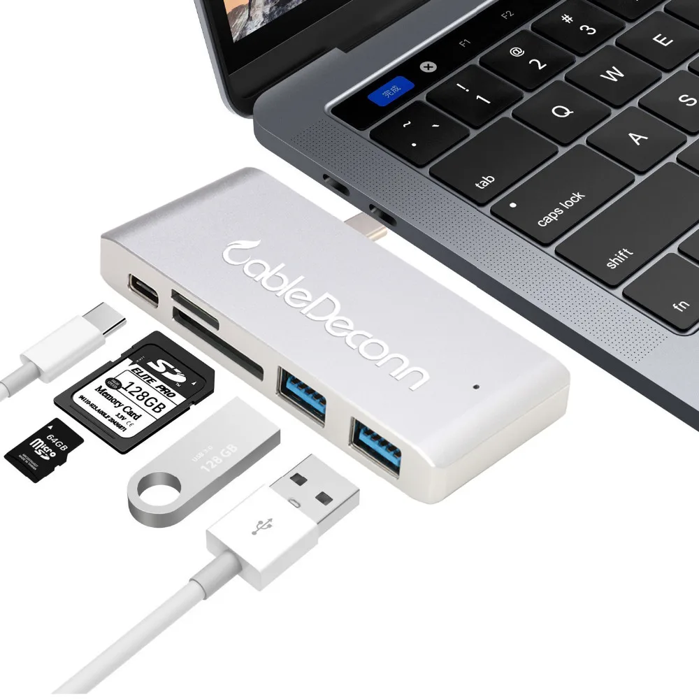 

Type C to USB C SD TF HUB Hub 4 in 1 for MacBook Pro laptop Thunderbolt 3 dock