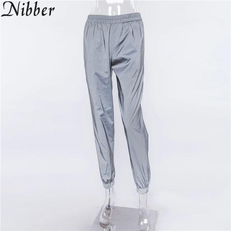 Nibber2019 Светоотражающие Повседневные Брюки Для Женщин, Модные летние серые брюки средней длины, свободные шаровары, офисные Женские однотонные Клубные брюки