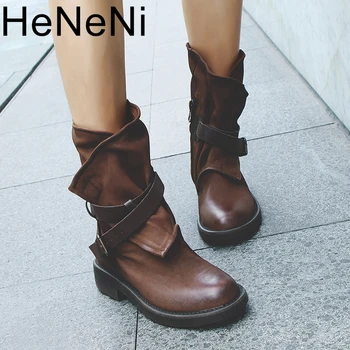 

Women winter boots Motorcycle superstar buckle boots women shoes 2018 fashion Genuine Leather winter women boots ladies shoes