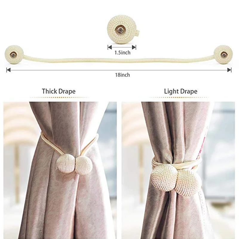 4 шт. Магнитная занавеска Tiebacks, домашний декор, офисы, магазины декоративная веревка Holdback держатель для большой, широкий или толстые окна