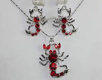 Hot sale FREE SHIP&gt&gt&gt&gtred Zircon Scorpion Shaped Pendant Earrings Set | Украшения и аксессуары