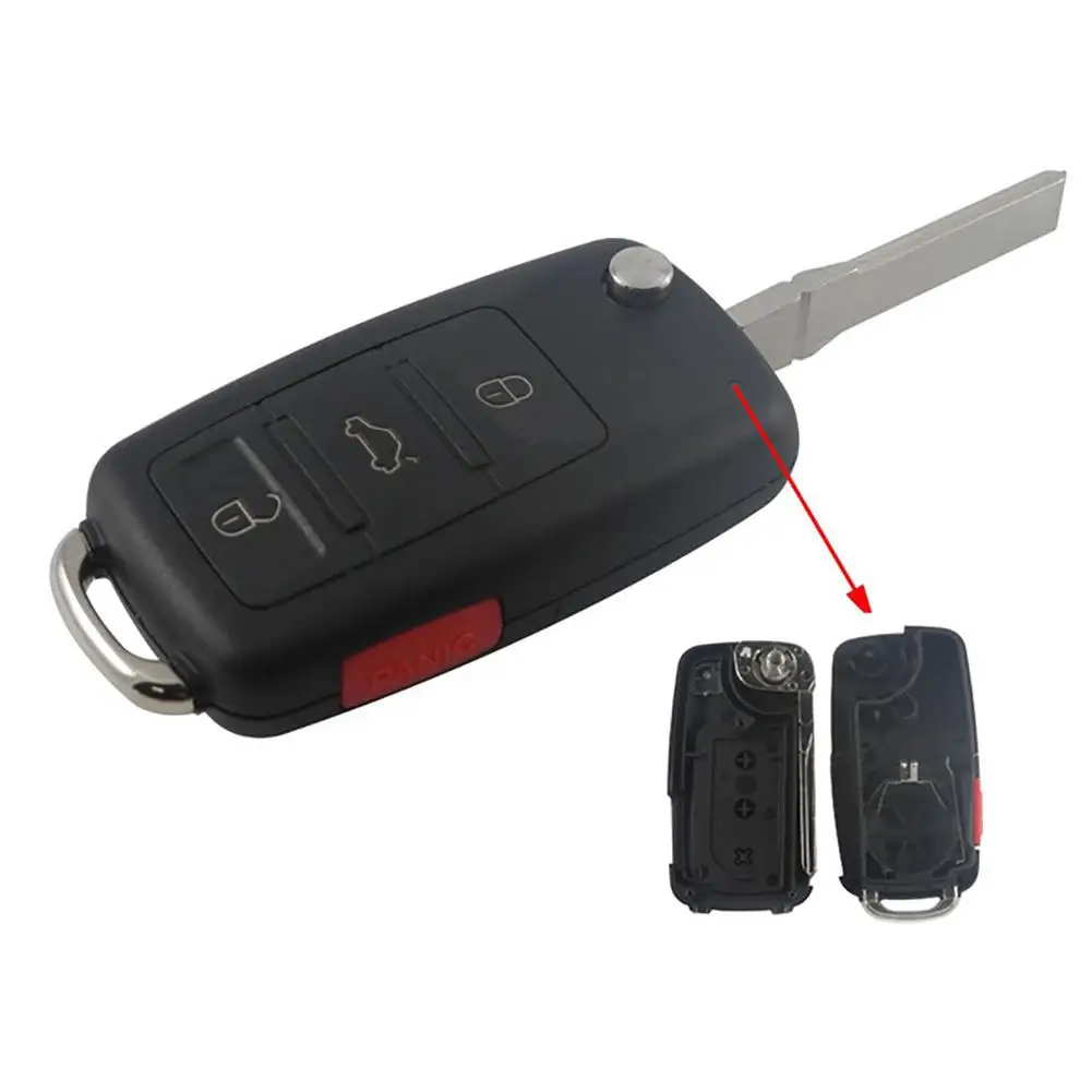 

3+1 Buttons Remote Folding Flip Car Key Fob Case Shell Cover for VW Touareg Car Key Case