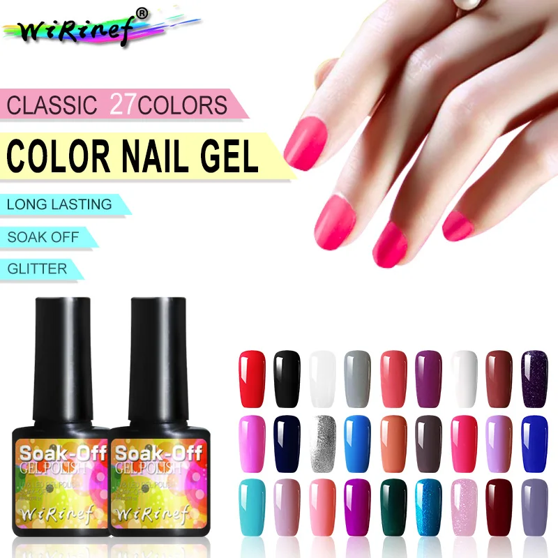 WiRinef Gel Varnish Nail Art DIY 27 Colors Soak Off LED UV Gel Nail