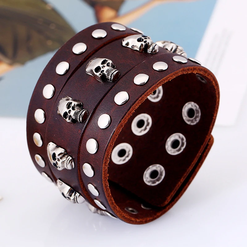 Lacoogh винтажные кожаные мужские браслеты с металлическим шармом, ювелирные изделия в этническом стиле панк, ручная работа, коричневый плетеный браслет для мужчин и женщин, сплав в стиле ретро