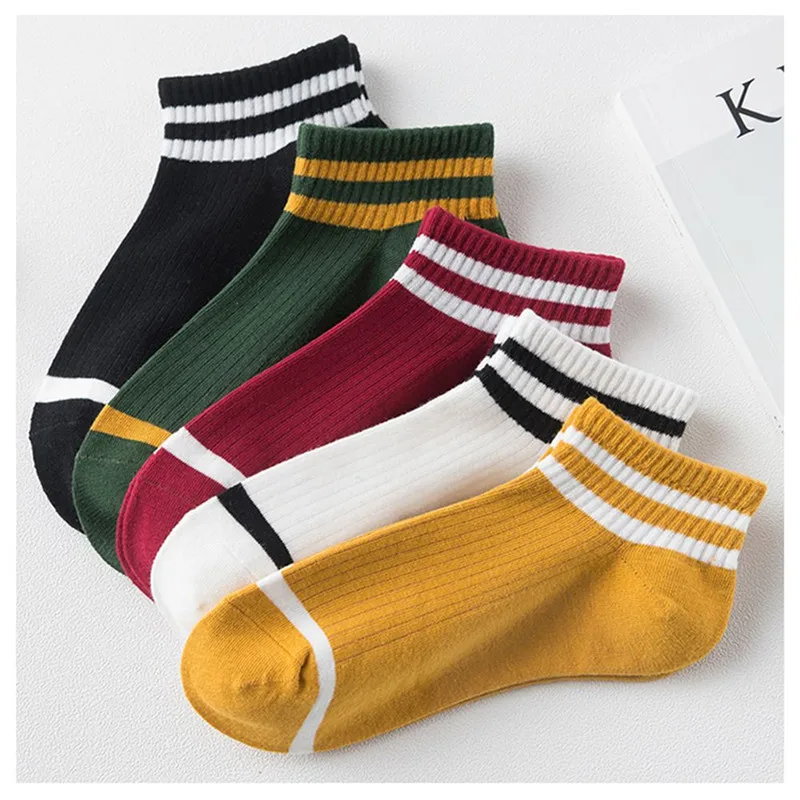 

1 pair Fashion Cute women Short Socks New Style College striped boat socks Various Colors Harajuku Ankle Socks Students